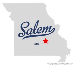 Map of Missouri with Salem marked by a star